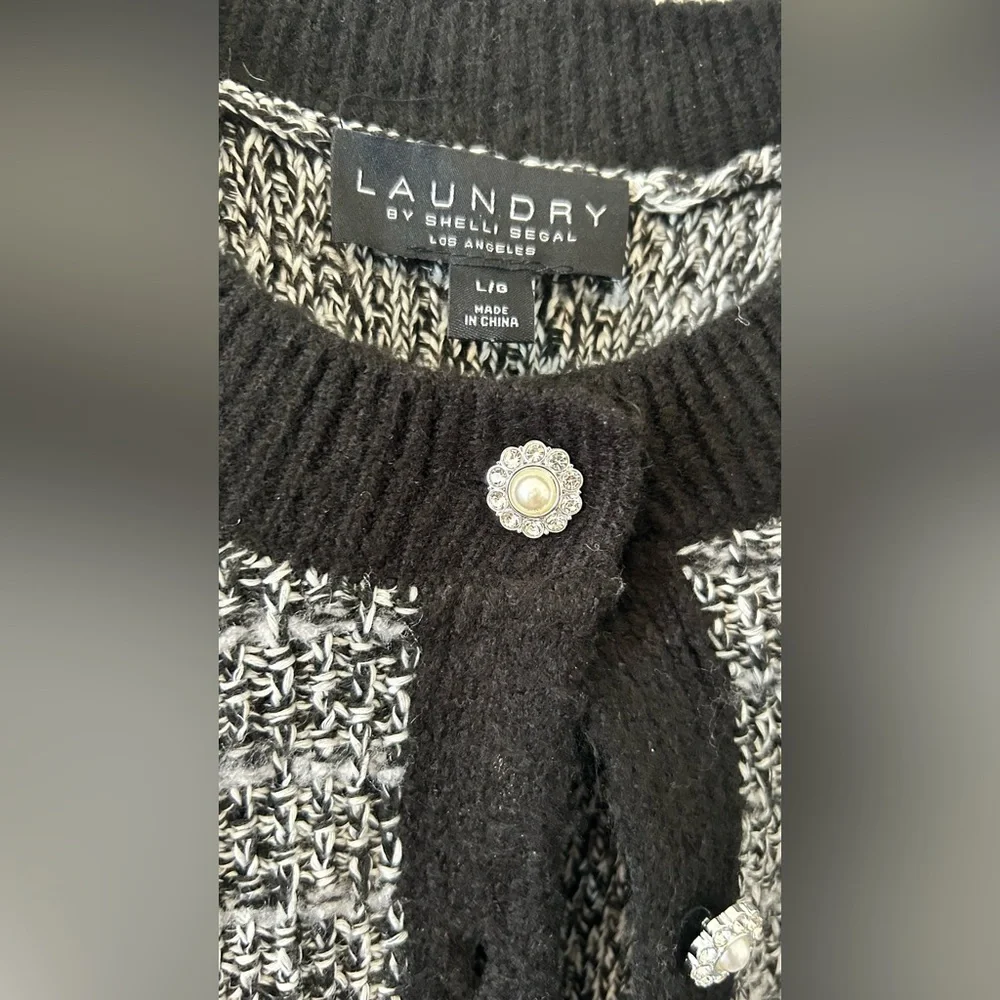 Laundry by Shelli Segal Faux Pearl Cardigan SZ L‎